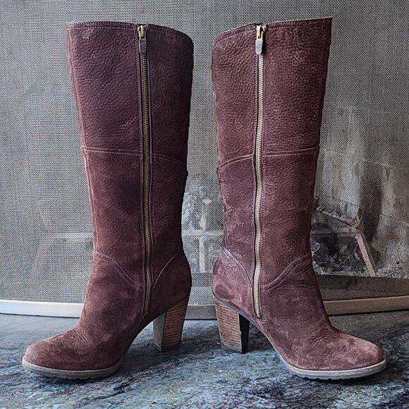 Timberland Brown Suede Waterproof Suede Tall Heeled Boots Size 9 - Picture 14 of 16